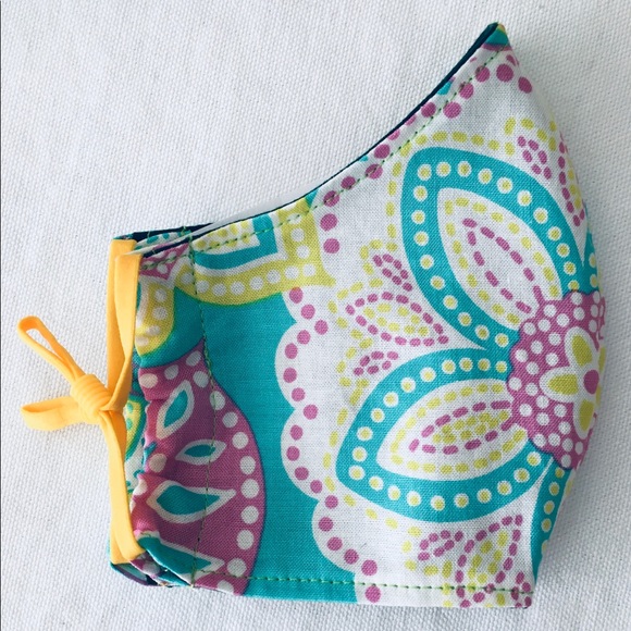 Accessories - FACE MASK 💯 % COTTON YELLOW AQUA PINK BACKGROUND